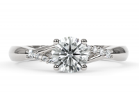 Four Prong Diamond Engagement Ring with Twisted Diamond Set Band