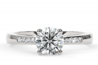 Four Prong Diamond Engagement Ring with Tapered Band