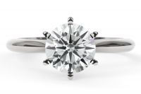 Classic Six Prong Diamond Ring with Tapered Knife Edge Band