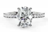 Four Claw Engagement Ring With Diamond Encrusted Under Bezel