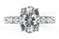 Four Prong Diamond Engagement Ring with Hidden Halo