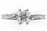 Six Prong Diagonally Set Diamond Engagement Ring